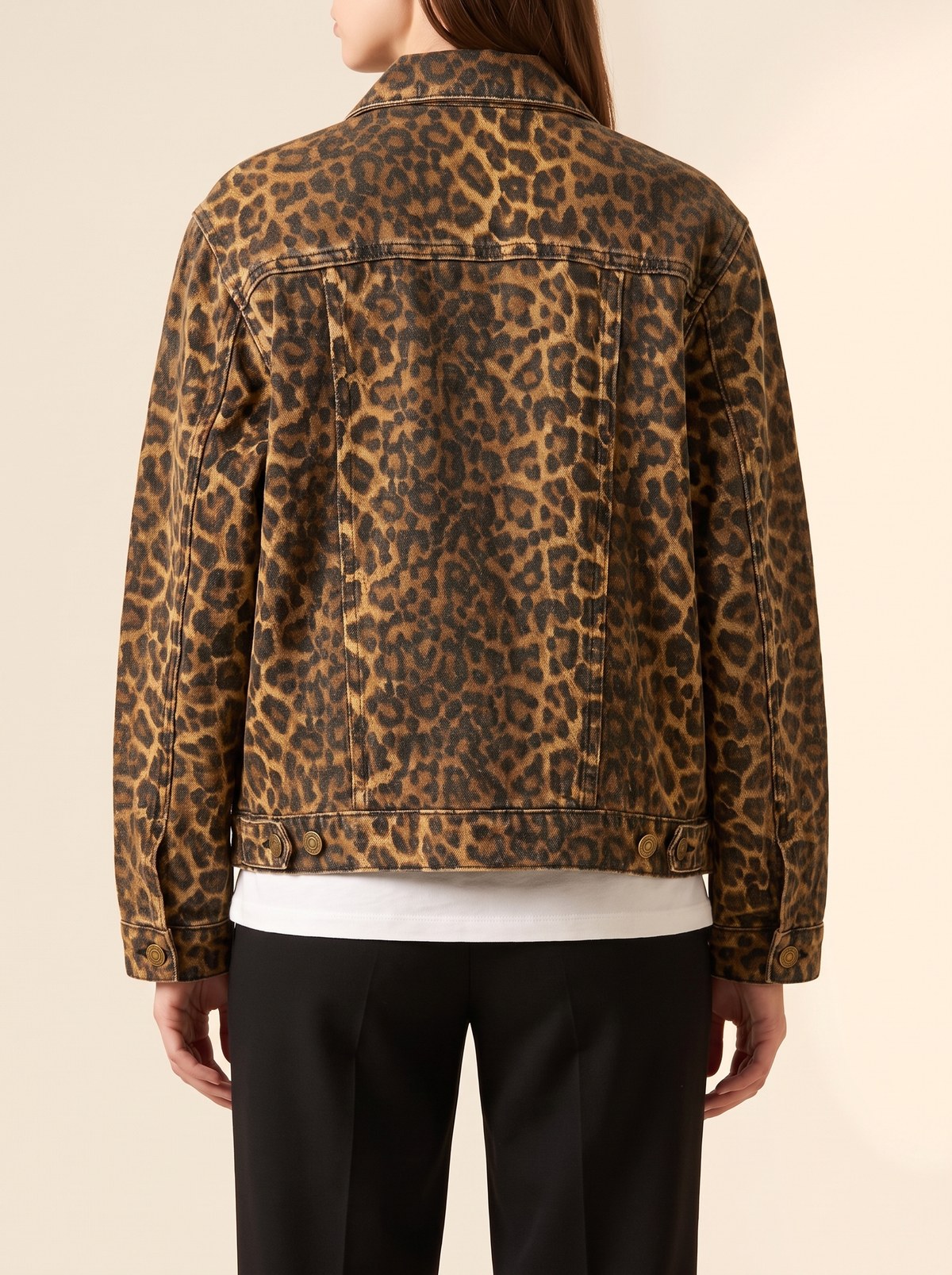 Leopar Desenli Kot Ceket - Görsel 3