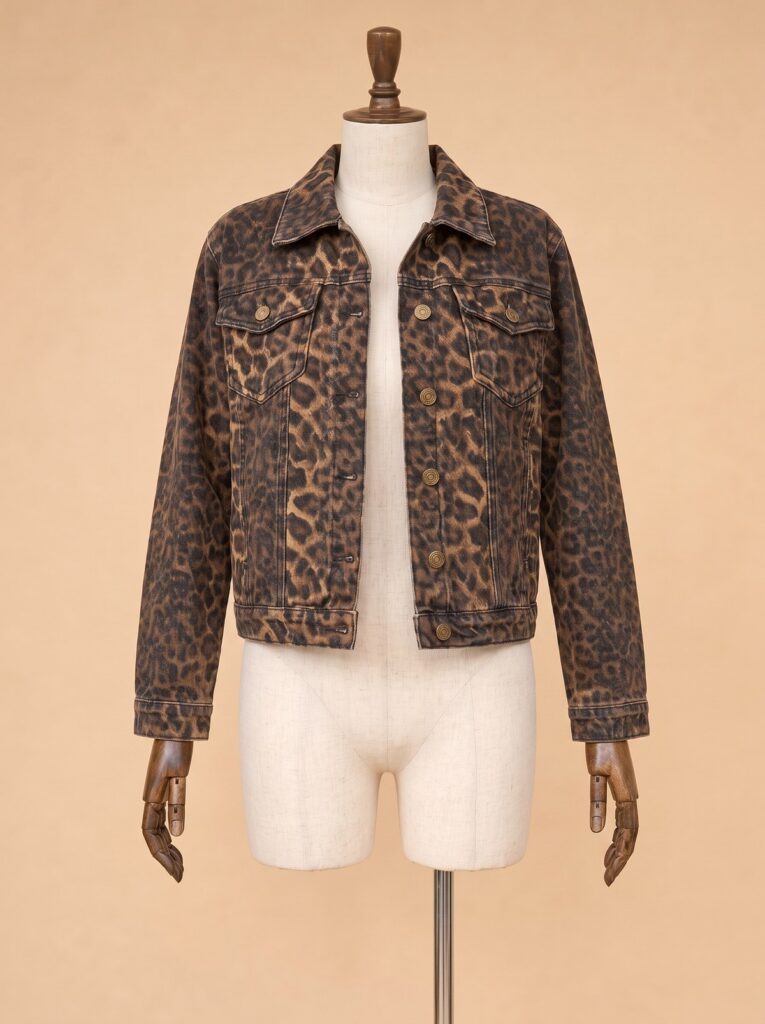 Leopar Desenli Kot Ceket