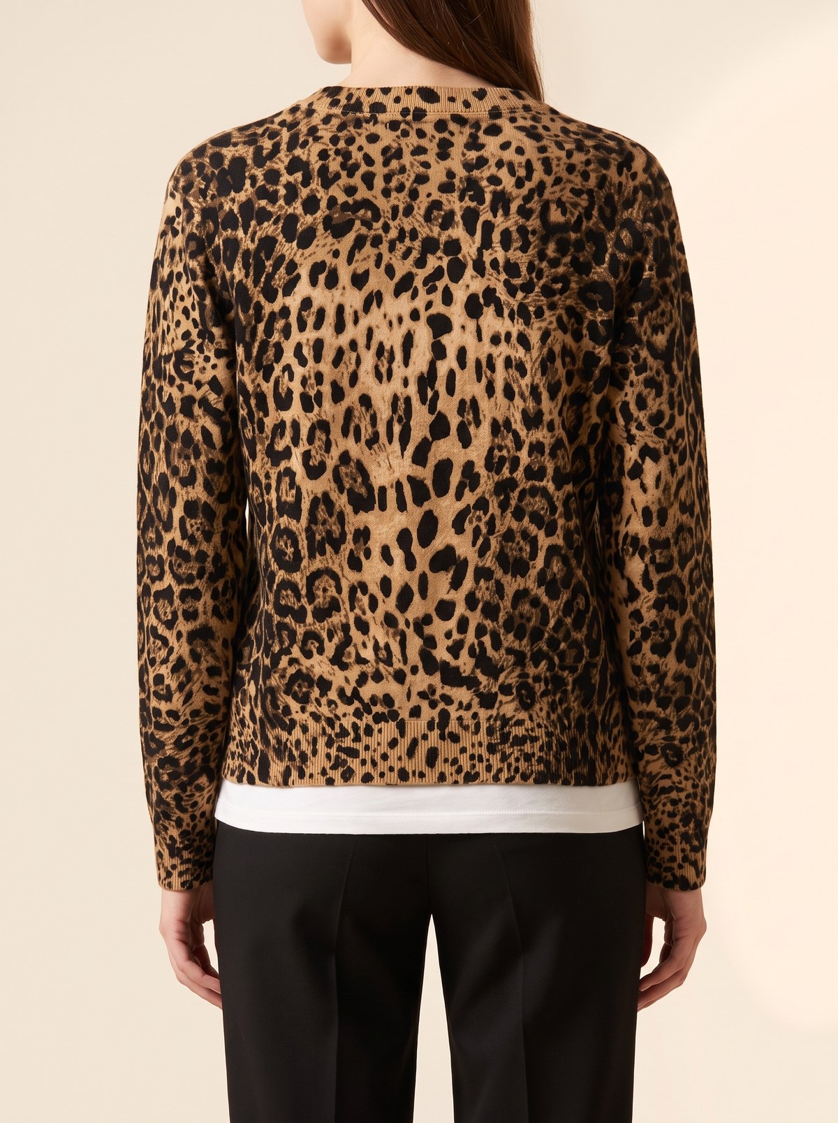 Leopar Desenli Triko Kazak - Görsel 3