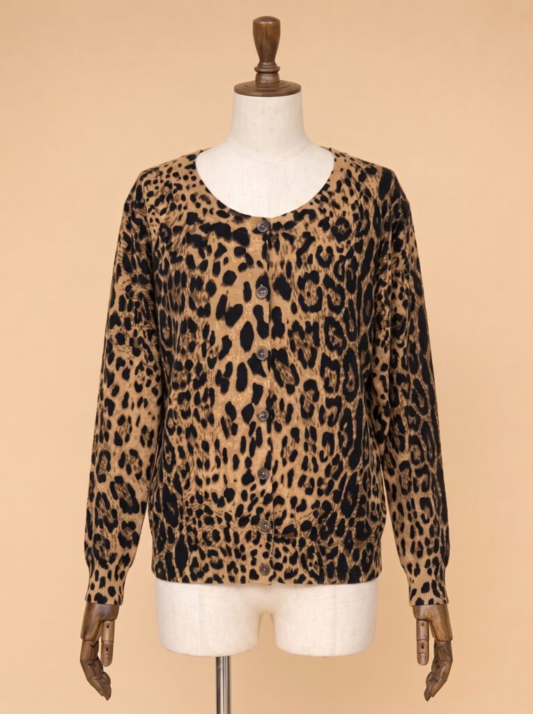 Leopar Desenli Triko Kazak